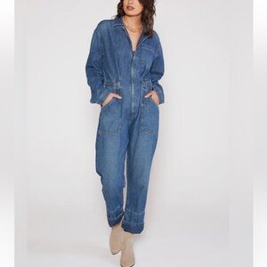 ETICA WOMENS KINGSLEY DENIM JEAN JUMPSUIT SMALL